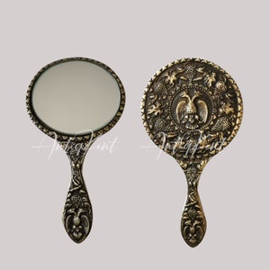 Handspiegel, Spiegel im Vintage-Stil, antiker verzierter Handspiegel, antiker handgefertigter Messingspiegel, wunderbares Geschenk für Damen