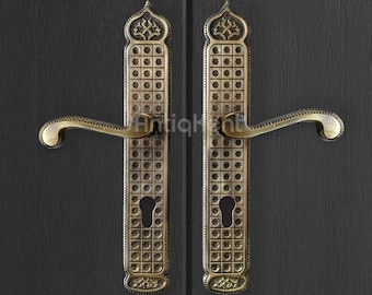 Large Handmade Door Handle, Vintage Style, Antique Brass Door Lever