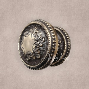 Dummy Door Knob, Star Pattern Door Knob, Cast Brass Exterior and Interior Door Knob, Antique Style Front Door Knob, Rustic Door Knob