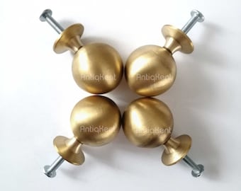 Tirador esférico de latón macizo para muebles, tirador redondo hecho a mano para cajones.