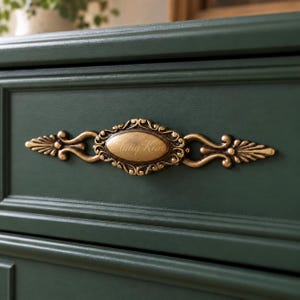 Solid Brass Furniture Pull, Vintage-Inspired Ornate Drawer Handle, Sand Cast Cabinet Hardware for Dressers, Armoires and Sideboards