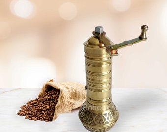 Molinillo de café turco tradicional de latón, molinillo de especias manual