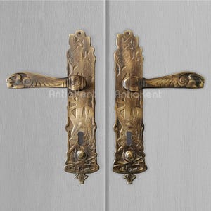 Vintage Style Door Handle, Antique Brass French Door Handle, Rococo Style Door Handle, Rustic Decor Door Handles for Front Door, Door Lever