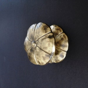Floral Brass Door Knob, Vintage Style Door Knob, Antique Brass Flower Door Knob, Unique Door Knob, Rosette Flower Door Knob, Dummy Door Knob