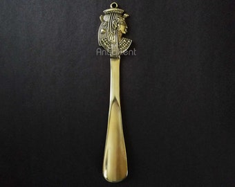 Vintage Style Shoehorn, Cast Brass Egyptian Figured Shoehorn, Gift For Everyone
