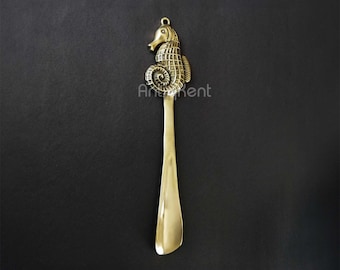 Seahorse Figured Shoehorn, Durable Unbreakable Cast Brass Shoehorn, Handmade Gift for Everyone