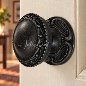 Round Door Pull, Solid Brass Fixed Knob for Interior and Exterior Doors, Push Pull Architectural Hardware for Traditional Entryways