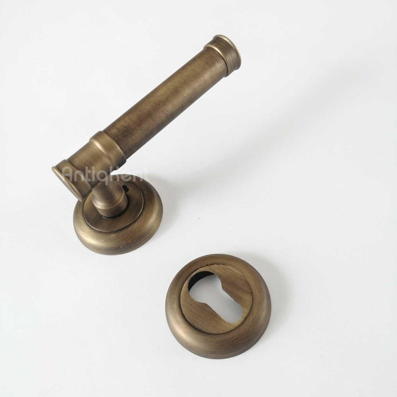 Door Handle, Heavy Real Brass Door Handle, Antique Brass Door Handle