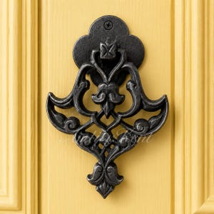 Solid Brass Door Knocker, Gothic Floral Entry Hardware, Hand Cast Ornamental Architectural Accent for Period Homes and Restoration
