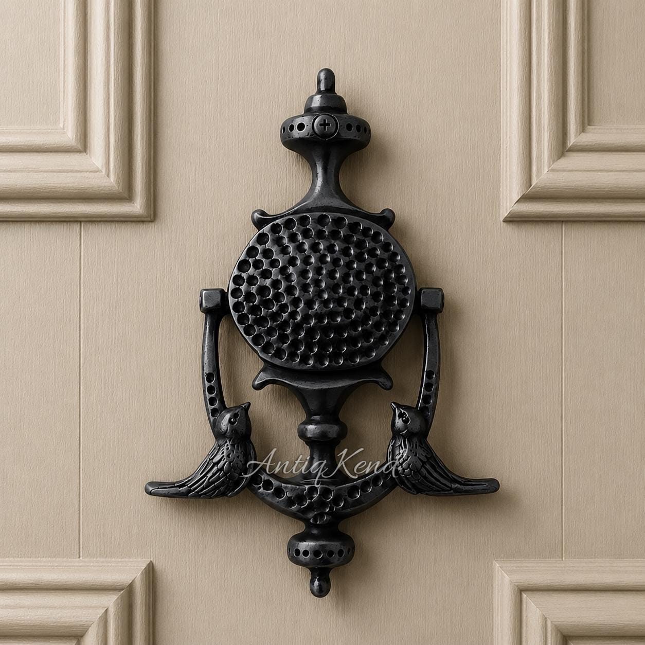Songbirds Door Knocker, Hand-Cast Solid Brass Entrance Double Bird