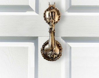 Vintage Style Brass Door Knocker, Handmade Antique Decor