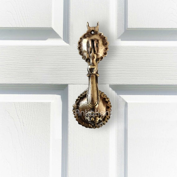 Vintage Style Brass Door Knocker, Handmade Antique Decor