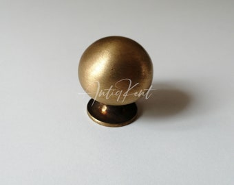 Solid Brass Ball Knob, Vintage Dresser Drawer Pull