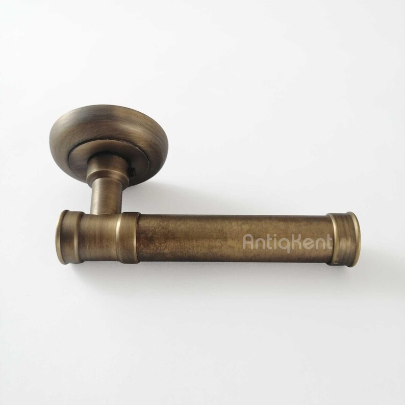 Door Handle, Heavy Real Brass Door Handle, Antique Brass Door Handle