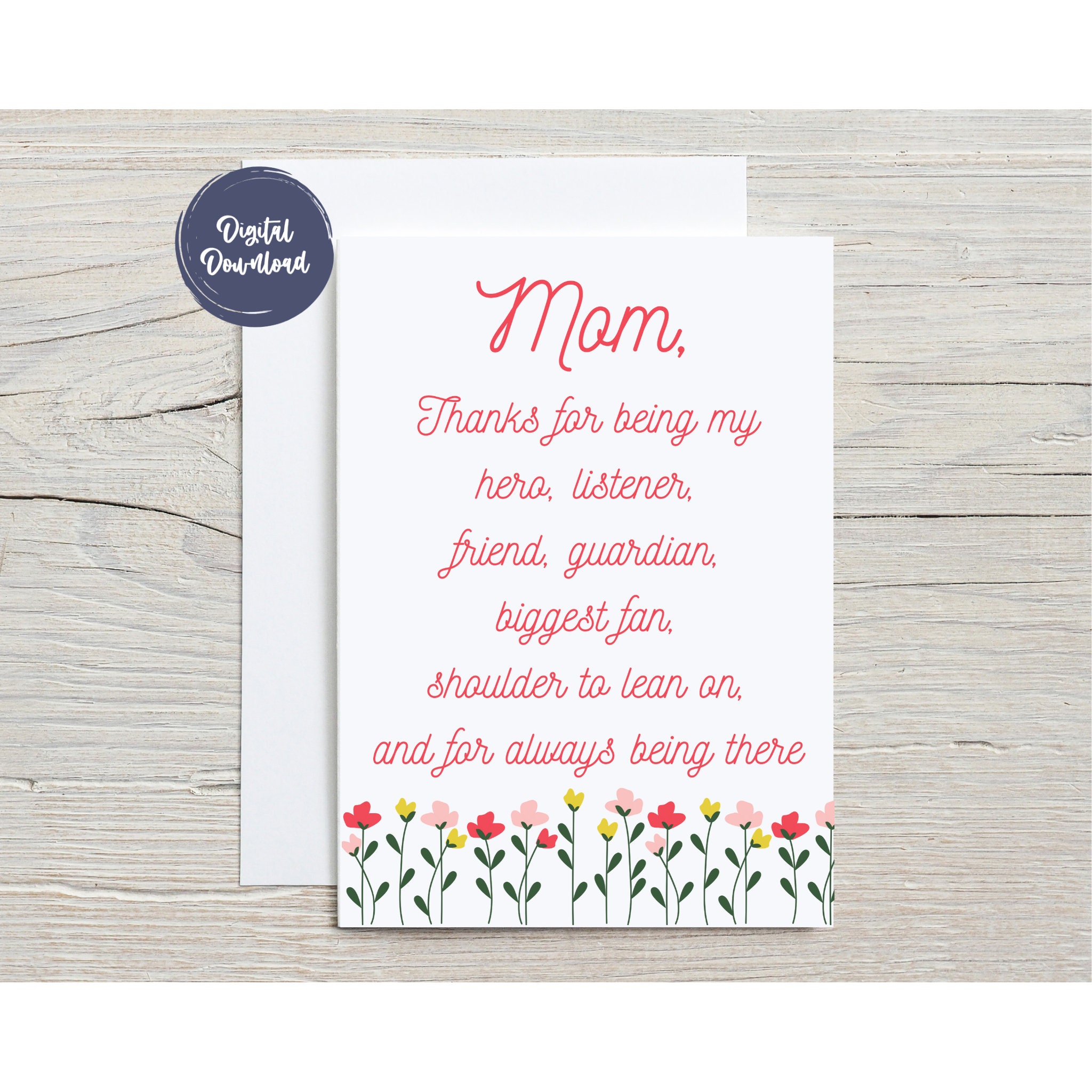 Mother's Day Card Thank You Mom Thank You for Always - Etsy India