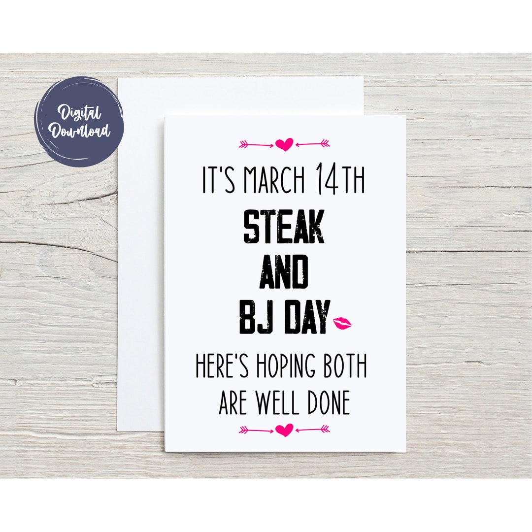 Steak and BJ Day Card March 14th Card Happy Steak and BJ Etsy