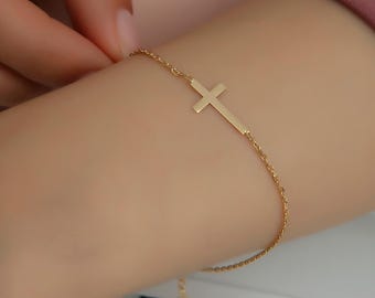Cross Bracelet,Christmas Gift For Her,Gold Plated Cross Bracelet,Mother's Day Gift,Birthday Gift,Christian Bracelet,Religious Gift