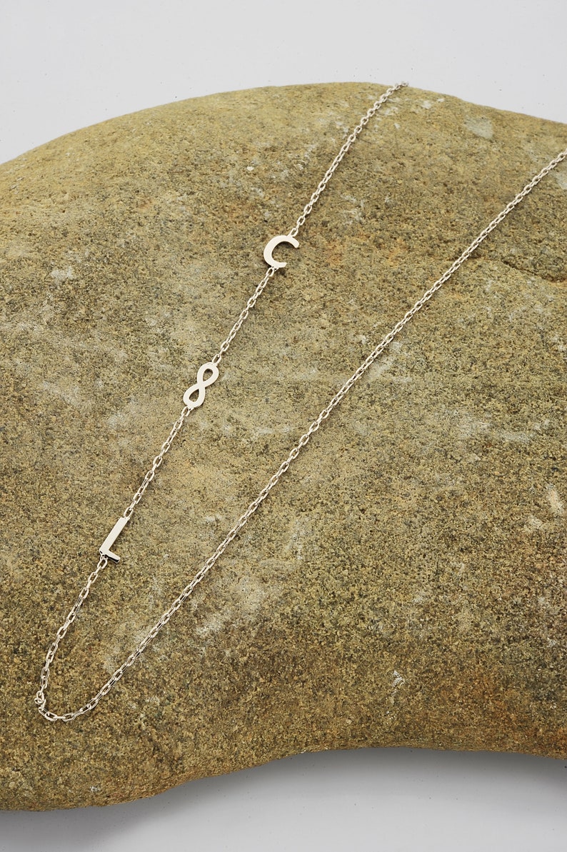 Custom Sideway Name Necklace, Personalised 14K Gold Plated Initial Necklace, Birthstone Necklace, Valentines Day Gift, Mothers Day Gift image 6