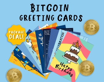 Bitcoin Wenskaarten | Bitcoin Design | Verjaardagskaarten | Blockchain | Bitcoin Print | Crypto Cadeau | Package Deal | Cryptocurrency |