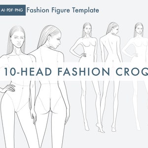 10-Head Fashion Croquis Template – Vector Files with Front & Back Views