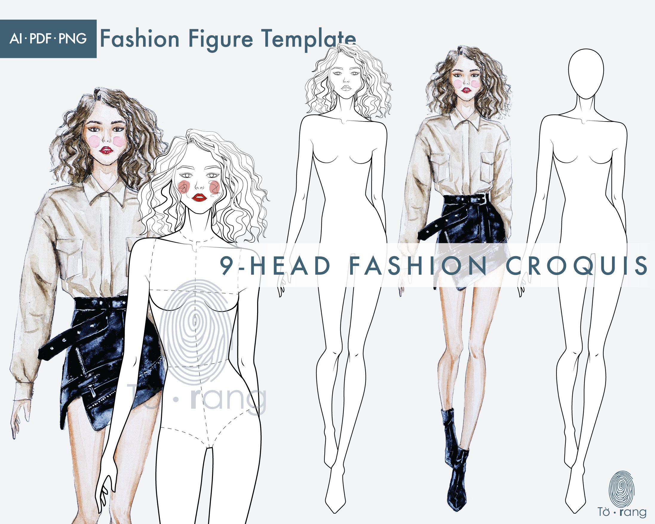 9 head fashion clearance croquis