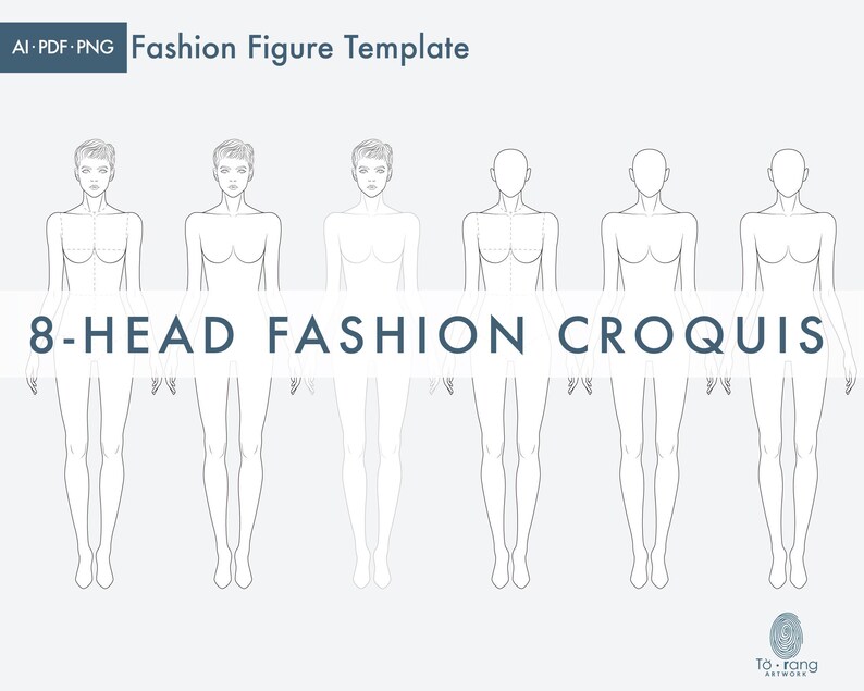 8-head Fashion Figure Vector Template – Standing Pose – Front View - Etsy