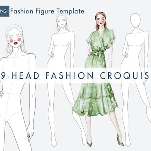 Female Fashion Illustration Croquis Template, 9-Head Fashion Pose, Fashion Figure