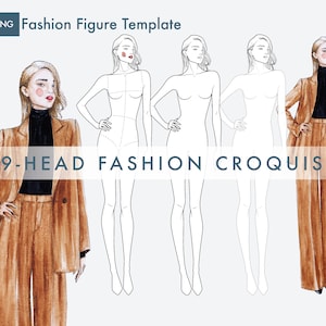 Figure Female Fashion Croquis Template, Fashion Illustration, 9-Head Fashion Figure