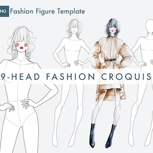 Female Figure Templates for Fashion Illustrations, 9-Head Fashion Croquis