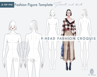 Buy Female Fashion Figure Templates 9 Head Fashion Croquis Front Online In  India - Etsy