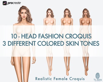 Runway Pose Fashion Croquis: 10-Head Figure Templates (PNG)