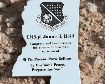 Custom Military Plaque for PCS, Retirement, Award.