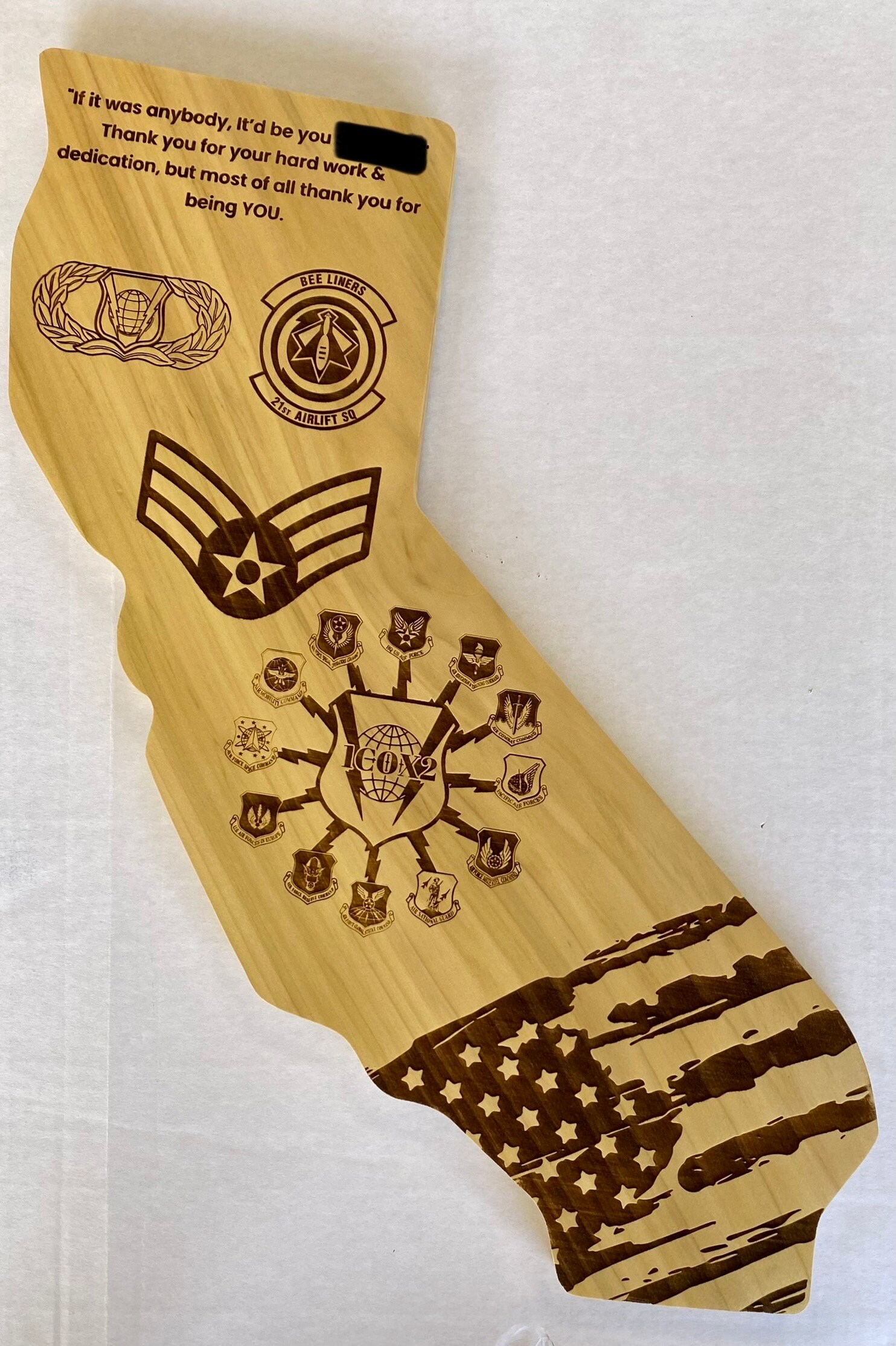 Custom Military Plaque for PCS, Retirment, Award.