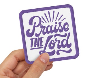 Parche bordado / Alabado sea el Señor (uva) / parches para gorra de camionero, para planchar y coser, fe, pastor, predicador, Jesucristo, Biblia, iglesia, avivamiento, morado