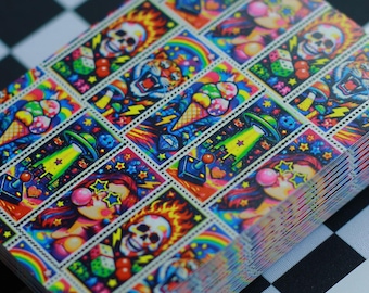 Neon Retro Stamp Club Poker Cards, Playing Cards - Fun Games, Kid Toys, Party Games, Boredom Gift, Vacation Game, Wedding Party Favors