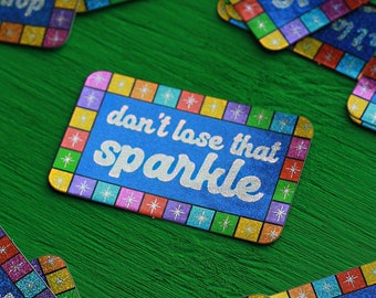 Pegatina "No pierdas ese brillo", pegatinas con purpurina para tazas, cuaderno, positividad, lindo texto de arcoíris, brillante, colorido, brillante, vinilo universitario