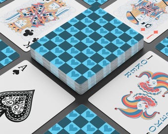 Blue Playing Cards - Double Blue Checkerboard, Party Card Games, Poker Cards, Vacation Game, Beach Vacation, Gifts For