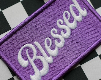Välsignad - Broderad kristen lapp, truckerhattlapp, bibelversgåvor, kyrkoutfit, Jesus Kristus, bibelversgåvor, för kristen