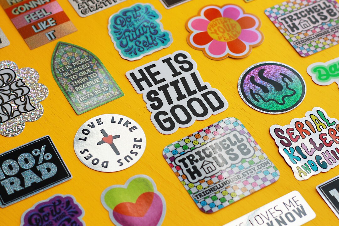 FIVE Sticker Variety Pack Gift Idea Under 15 Holographic Etsy