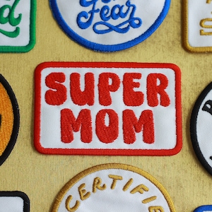 Embroidered Patch | Super Mom | mothers day gifts mommy mum embroidery inspo lifestyle art color red beauty iron-on sewing trending love