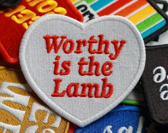 Worthy Is The Lamb - Embroidered Patch, Christian Gift Ideas, Jesus Christ, Gifts For, Bible Study, Scripture Gift, Bible Quote, Recovery
