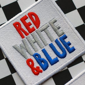 Embroidered Patch | Red White & Blue | trucker hat patches usa america trending july 4th cute red white blue gifts veterans patriot military