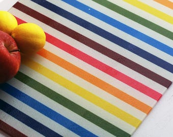 Rainbow Stripes Cutting Board - Charcuterie Board, Rainbow Kitchen Decor, Maximalist Kitchen, Eclectic Kitchen Decor, Glass Cutting Board