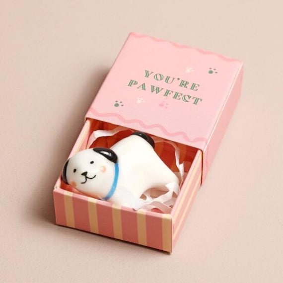 Tiny Ceramic Dog Token – Matchbox Gift, Pocket Trinket