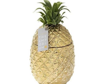 Gold Pineapple Ice Bucket with Lid