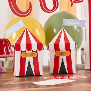 Boîte à friandises personnalisable pour fête du cirque - Lot de 4