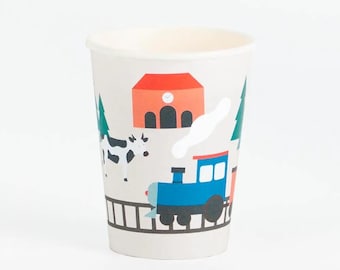 Vaso de papel para fiesta de trenes