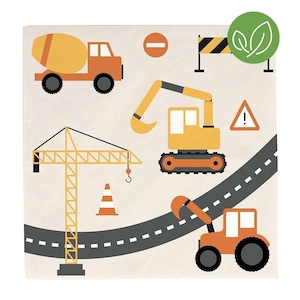 Tovaglioli di carta per feste di costruzione di escavatori, camion e gru