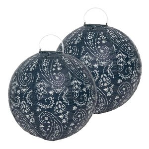 Lanterne solari da esterno blu navy per giardino - Confezione da 2