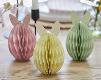Set of 3 Honeycomb Bunny Decorations